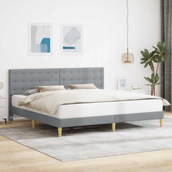ARDEBO.de - Bettrahmen mit Kopfteil Hellgrau 200 x 200 cm Stoff