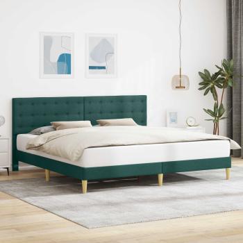 ARDEBO.de - Bettrahmen mit Kopfteil Dunkelgrün 200 x 200 cm Stoff