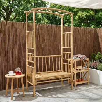 ARDEBO.de - Gartenbogen mit Sitzbank 115 x 50 x 205 cm Bambus