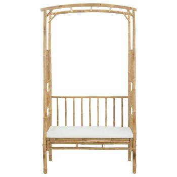 Gartenbogen mit Sitzbank Cremeweiß 115 x 50 x 205 cm Bambus