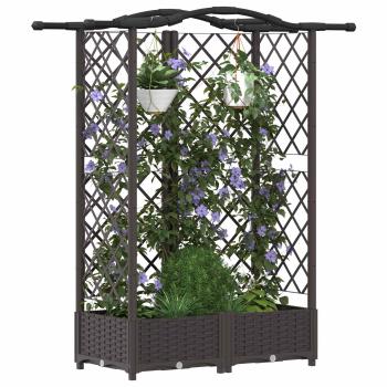 Hochbeet mit Rankgitter und Dach Braun 124 x 40 x 123 cm PP