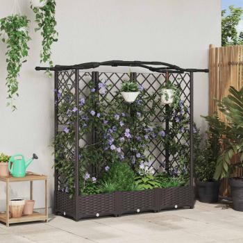 ARDEBO.de - Hochbeet mit Rankgitter und Dach Braun 163 x 40 x 123 cm PP