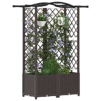 Hochbeet mit Rankgitter und Dach Braun 122 x 40 x 138 cm PP