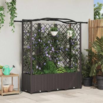 ARDEBO.de - Hochbeet mit Rankgitter und Dach Braun 163 x 40 x 138 cm PP