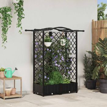ARDEBO.de - Hochbeet mit Rankgitter und Dach Schwarz 124 x 40 x 123 cm PP