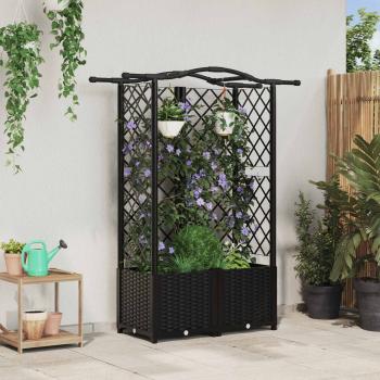 ARDEBO.de - Hochbeet mit Rankgitter und Dach Schwarz 122 x 40 x 138 cm PP
