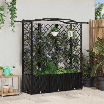 ARDEBO.de - Hochbeet mit Rankgitter und Dach Schwarz 163 x 40 x 138 cm PP