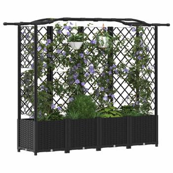 Hochbeet mit Rankgitter und Dach Schwarz 204 x 40 x 138 cm PP