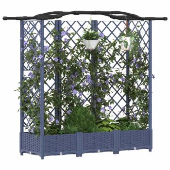 Hochbeet mit Rankgitter und Dach Grau 163 x 40 x 123 cm PP