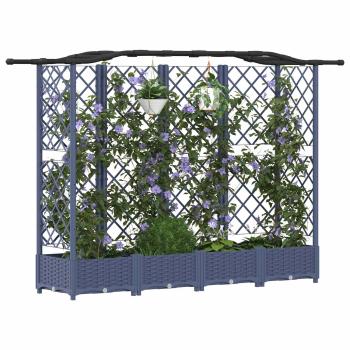 Hochbeet mit Rankgitter und Dach Grau 203,5 x 40 x 123 cm PP