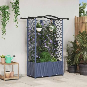 ARDEBO.de - Hochbeet mit Rankgitter und Dach Grau 122 x 40 x 138 cm PP