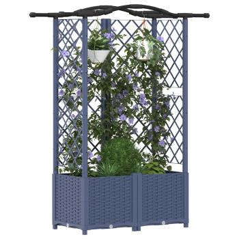 Hochbeet mit Rankgitter und Dach Grau 122 x 40 x 138 cm PP
