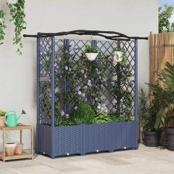 ARDEBO.de - Hochbeet mit Rankgitter und Dach Grau 163 x 40 x 138 cm PP