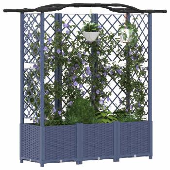 Hochbeet mit Rankgitter und Dach Grau 163 x 40 x 138 cm PP