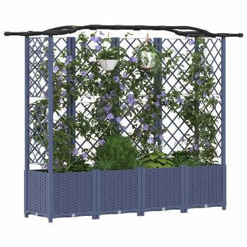 Hochbeet mit Rankgitter und Dach Grau 204 x 40 x 138 cm PP