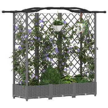 Hochbeet mit Rankgitter und Dach Hellgrau 163 x 40 x 123 cm PP