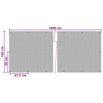 Balkonsichtschutz mit Ösen 1000 x 100 cm Poly-Rattan Anthrazit