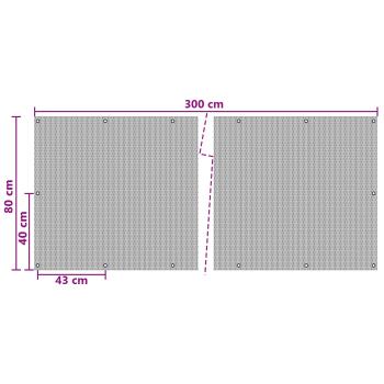 Balkonsichtschutz mit Ösen 300 x 80 cm Poly-Rattan Schwarz