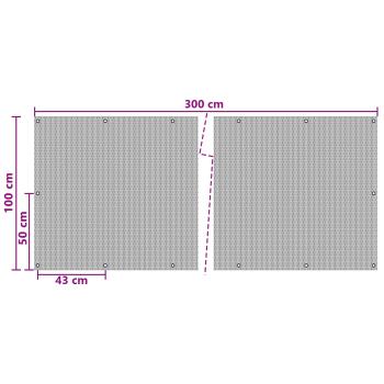 Balkonsichtschutz mit Ösen 300 x 100 cm Poly-Rattan Schwarz