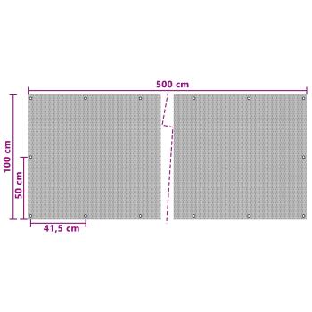 Balkonsichtschutz mit Ösen 500 x 100 cm Poly-Rattan Schwarz