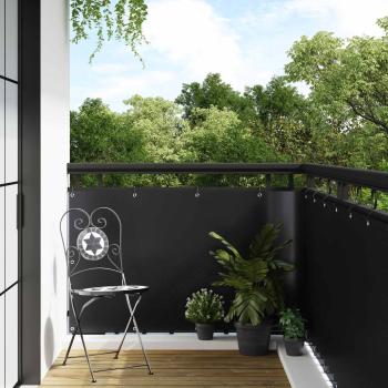 ARDEBO.de - Balkonsichtschutz mit Ösen 600 x 80 cm Poly-Rattan Schwarz