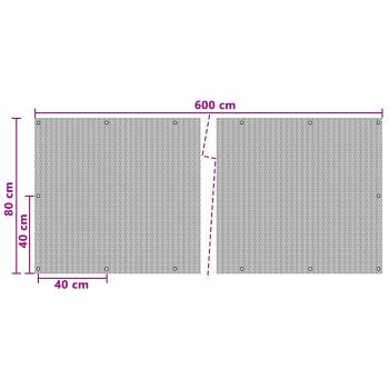 Balkonsichtschutz mit Ösen 600 x 80 cm Poly-Rattan Schwarz