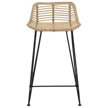 Barhocker 2 Stk. Natur 44 x 45 x 76 cm Rattan und Stahl