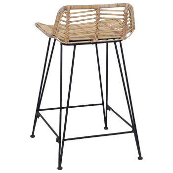 Barhocker 2 Stk. Natur 44 x 45 x 76 cm Rattan und Stahl
