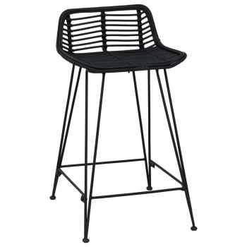 Barhocker 2 Stk. Schwarz 44 x 45 x 76 cm Rattan und Stahl