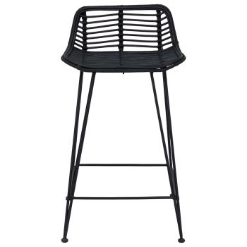 Barhocker 2 Stk. Schwarz 44 x 45 x 76 cm Rattan und Stahl