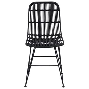 Esststuhl 2 stk. Rattan und Stahl Schwarz 41 x 55 x 85 cm