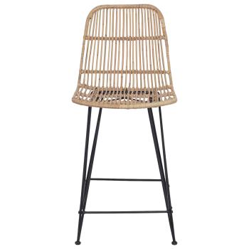 Barhocker 2 Stk. Natur 44 x 54 x 96 cm Rattan und Stahl