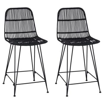 Barhocker 2 Stk. Schwarz 44 x 54 x 96 cm Rattan und Stahl