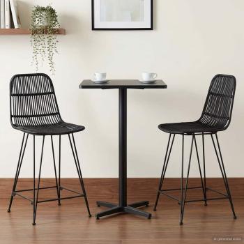 Barhocker 2 Stk. Schwarz 44 x 54 x 96 cm Rattan und Stahl