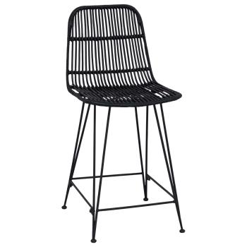 Barhocker 2 Stk. Schwarz 44 x 54 x 96 cm Rattan und Stahl