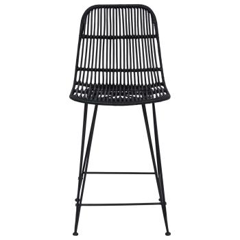 Barhocker 2 Stk. Schwarz 44 x 54 x 96 cm Rattan und Stahl
