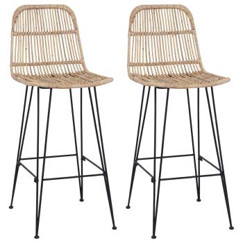 Barhocker 2 Stk. Natur 44 x 55 x 109 cm Rattan und Stahl