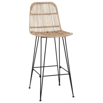 Barhocker 2 Stk. Natur 44 x 55 x 109 cm Rattan und Stahl
