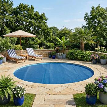 ARDEBO.de - Sonnendeck für Pools Extra Schwer Ø 417 cm 400 ?m Rund PE Blau