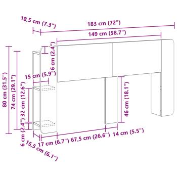 Kopfteil Schrank mit Speicher Betongrau Holzwerkstoff