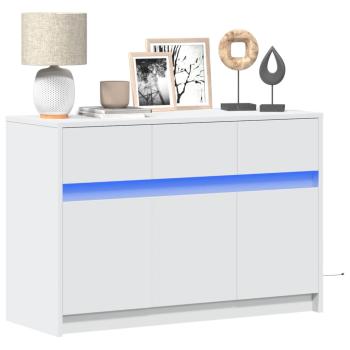 ARDEBO.de - TV-Schrank mit LED-Beleuchtung Weiß 91x34x61 cm Holzwerkstoff