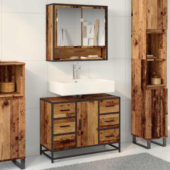 ARDEBO.de - Badezimmerschrank Altholz 80 x 33 x 60 cm Holzwerkstoff