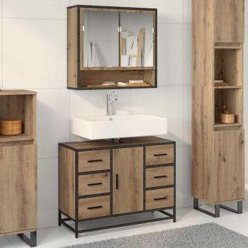 ARDEBO.de - Badezimmerschrank Artisan-Eiche 80 x 33 x 60 cm Holzwerkstoff