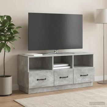 ARDEBO.de - TV-Schränk Betongrau 102 x 34,5 x 47 cm Holzwerkstoff