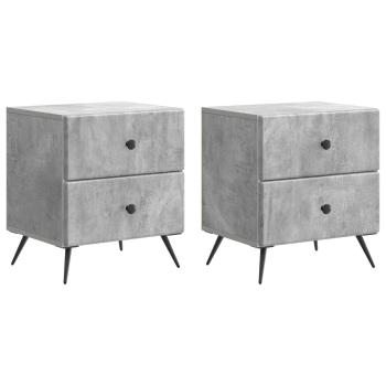 Nachttisch 2 Stk. Betongrau 43 x 34,5 x 47,5 cm Holzwerkstoff