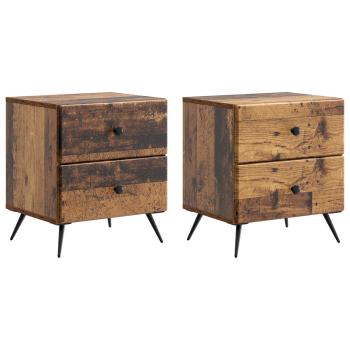 Nachttisch 2 Stk. Altholz 43 x 34,5 x 47,5 cm Holzwerkstoff