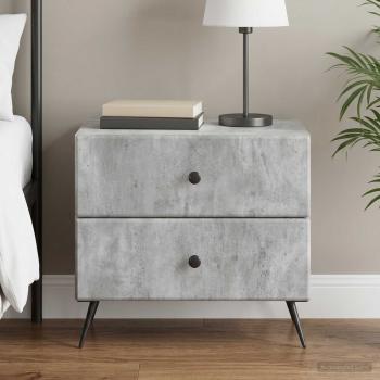 ARDEBO.de - Nachttisch Betongrau 62 x 34,5 x 47,5 cm Holzwerkstoff