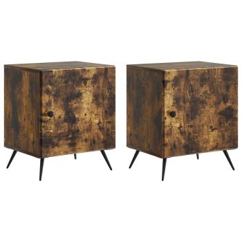Nachttisch 2 stk. Ger?ucherte Eiche 43 x 34,5 x 50 cm