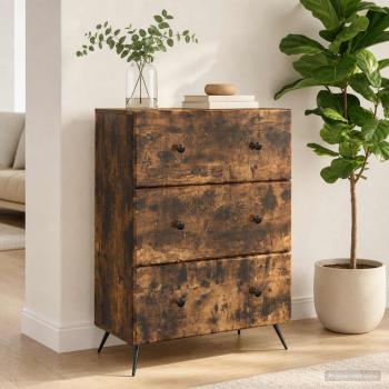 ARDEBO.de - Schubladenschrank 66 x 34,5 x 90 cm Holzwerkstoff R?uchereiche