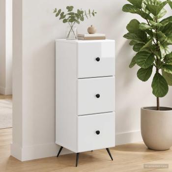ARDEBO.de - Schubladenschrank Hochglanz Weiß 33 x 34,5 x 90 cm
